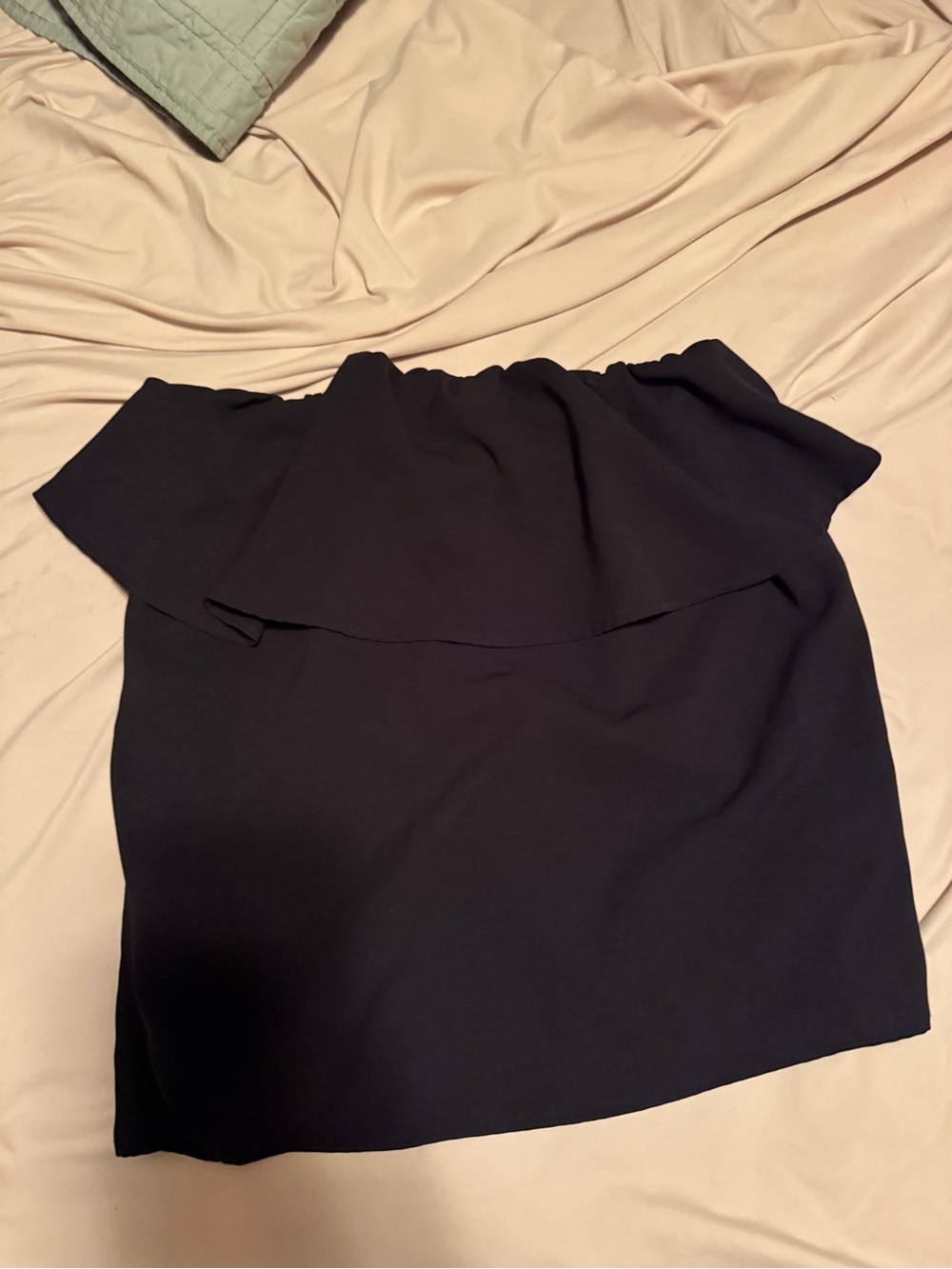 Black Ruffle Strapless Top